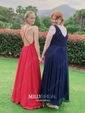 A-line Scoop Neck Chiffon Floor-length Prom Dresses