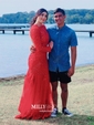 Mermaid Illusion Tulle Cut Out Beaded Prom Dresses With Appliques