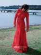 Mermaid Illusion Tulle Cut Out Beaded Prom Dresses With Appliques