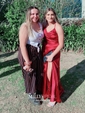 Sheath/Column Cowl Neck Ankle-length Satin Prom Dresses