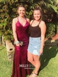 Mermaid V-neck Backless Sparkly Sequin Prom Dresses