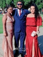 Sheath/Column Off-the-shoulder Satin Modest Prom Dresses