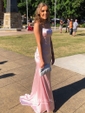 Sheath/Column Scoop Neck Satin Prom Dresses With Ruched