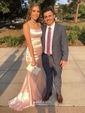 Sheath/Column Scoop Neck Satin Prom Dresses With Ruched