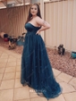 A-line Strapless Tulle 3D Floral Prom Dresses With Beading