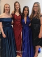 Sheath/Column Off-the-shoulder Satin Prom Dresses With Split