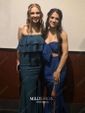 Sheath/Column Off-the-shoulder Satin Modest Prom Dresses