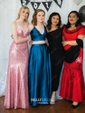 Mermaid V-neck Sparkly Sequin Prom Dresses With Appliques
