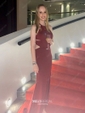 Sheath/Column Halter Jersey Cut Out Prom Dresses