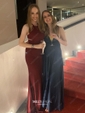 Sheath/Column Halter Jersey Cut Out Prom Dresses