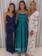 Burgundy Ball Gown Strapless Satin Prom Dresses
