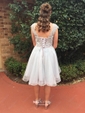 A-line Scoop Neck Tulle Short/Mini Appliques Lace Pretty Prom Dress