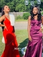 Sheath/Column V-neck Jersey Sweep Train Prom Dresses