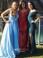 Princess V-neck Tulle Floor-length Beading Prom Dresses