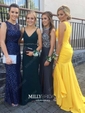Mermaid Sweetheart Satin Prom Dresses With Ruched