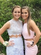 Mermaid Illusion Lace Satin Two Piece Prom Dresses With Appliques