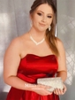 Burgundy Ball Gown Strapless Satin Prom Dresses
