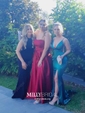 Burgundy Ball Gown Strapless Satin Prom Dresses