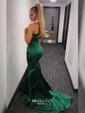 Dark Green Mermaid Strapless Satin Prom Dresses