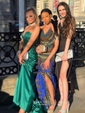 Dark Green Mermaid Strapless Satin Prom Dresses