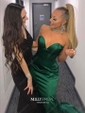 Dark Green Mermaid Strapless Satin Prom Dresses