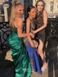 Dark Green Mermaid Strapless Satin Prom Dresses