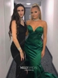 Dark Green Mermaid Strapless Satin Prom Dresses
