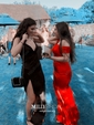 Mermaid Off-the-shoulder Satin Prom Dresses With Split