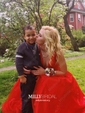 Ball Gown V-neck Floor-length Tulle Prom Dresses With Appliques