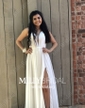 A-line V-neck Chiffon Floor-length Split Front Prom Dresses