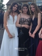 A-line V-neck Chiffon Floor-length Split Front Prom Dresses