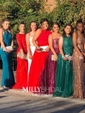 Ball Gown Illusion Tulle Prom Dresses With Appliques