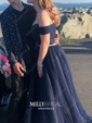 Ball Gown Off-the-shoulder Tulle Prom Dresses With Ruched
