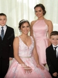 A-line Scoop Neck Satin Homecoming Dresses