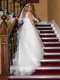 Ball Gown/Princess V-neck Tulle Court Train Wedding Dresses With Beading