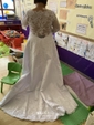 Ball Gown/Princess V-neck Satin Sweep Train Wedding Dresses With Appliques Lace
