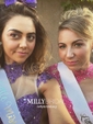 High Neck Blue Chiffon Tulle Appliques Lace Short/Mini Prom Dresses