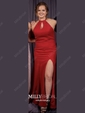 White Mermaid Scoop Neck Stretch Crepe Cut Out Prom Dresses