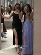 A-line V-neck Backless Tulle Prom Dresses With Appliques