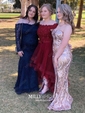 Trumpet/Mermaid Floor-length Off-the-shoulder Lace Long Sleeves Prom Dresses