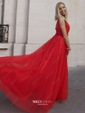 Ball Gown V-neck Floor-length Tulle Prom Dresses With Appliques