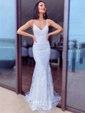 Mermaid V-neck Sparkly Sequin Prom Dresses
