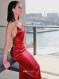Sheath/Column V-neck Backless Floor-length Satin Prom Dresses