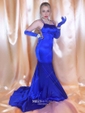 Sheath/Column Scoop Neck Satin Prom Dresses With Ruched