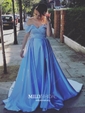 Ball Gown Off-the-shoulder Satin Modest Prom Dresses With Ruched