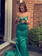 Trumpet/Mermaid Sweetheart Satin Sweep Train Prom Dresses Sale