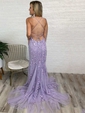 Mermaid Scoop Neck Tulle Prom Dresses With Appliques