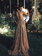 A-line V-neck Tulle Backless Prom Dresses With Ruched