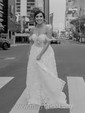 A-line Off-the-shoulder Tulle Sweep Train Appliques Lace Wedding Dresses