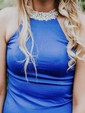 Mermaid High Neck Jersey Prom Dresses With Beading